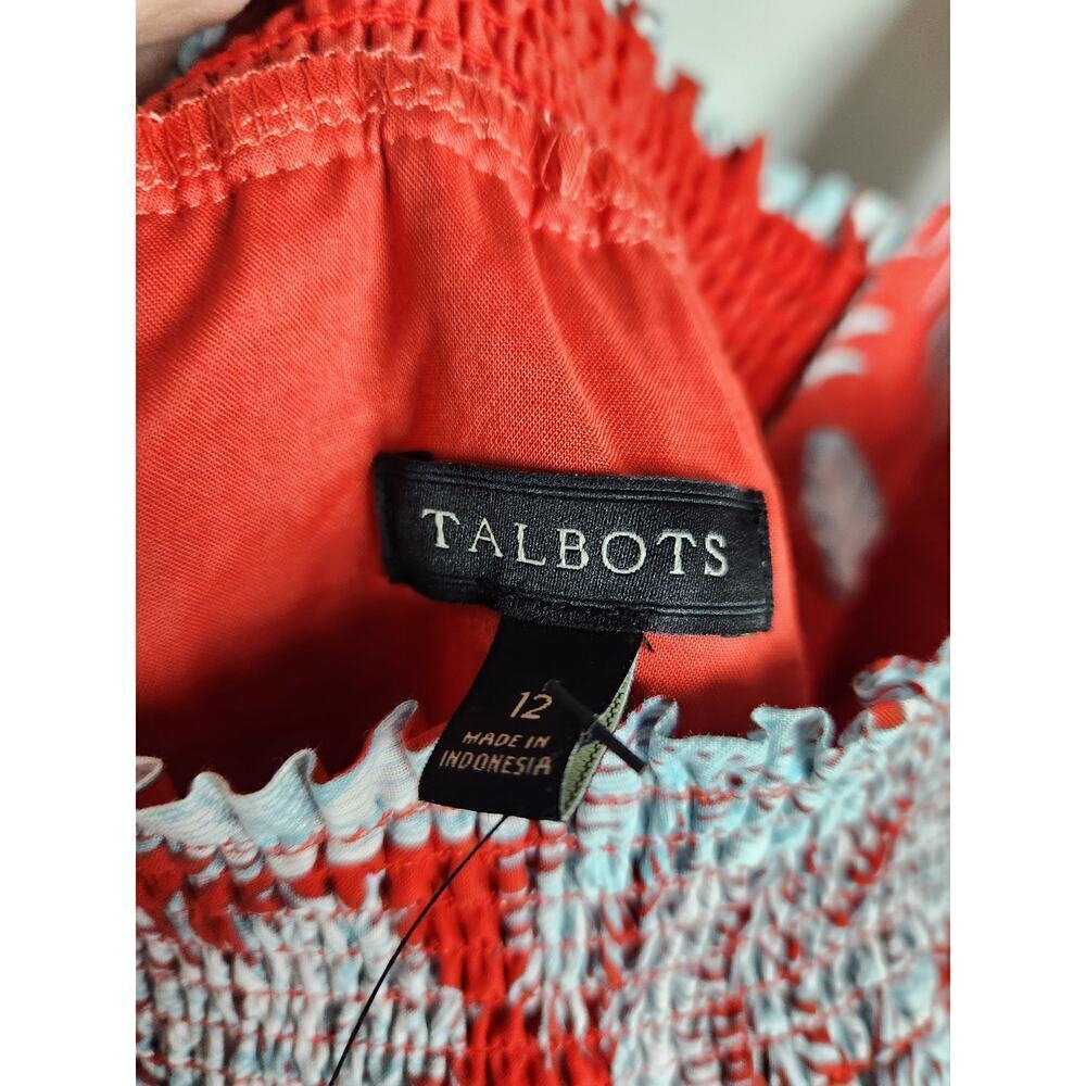 Talbots Oasis Palm Voile Fit and Flare Dress sz 12 lined resort vacation nwt - Picture 7 of 12